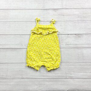 Carter’s Baby Girl Lemon Print Romper Ruffle Bubble One Piece 12 Months